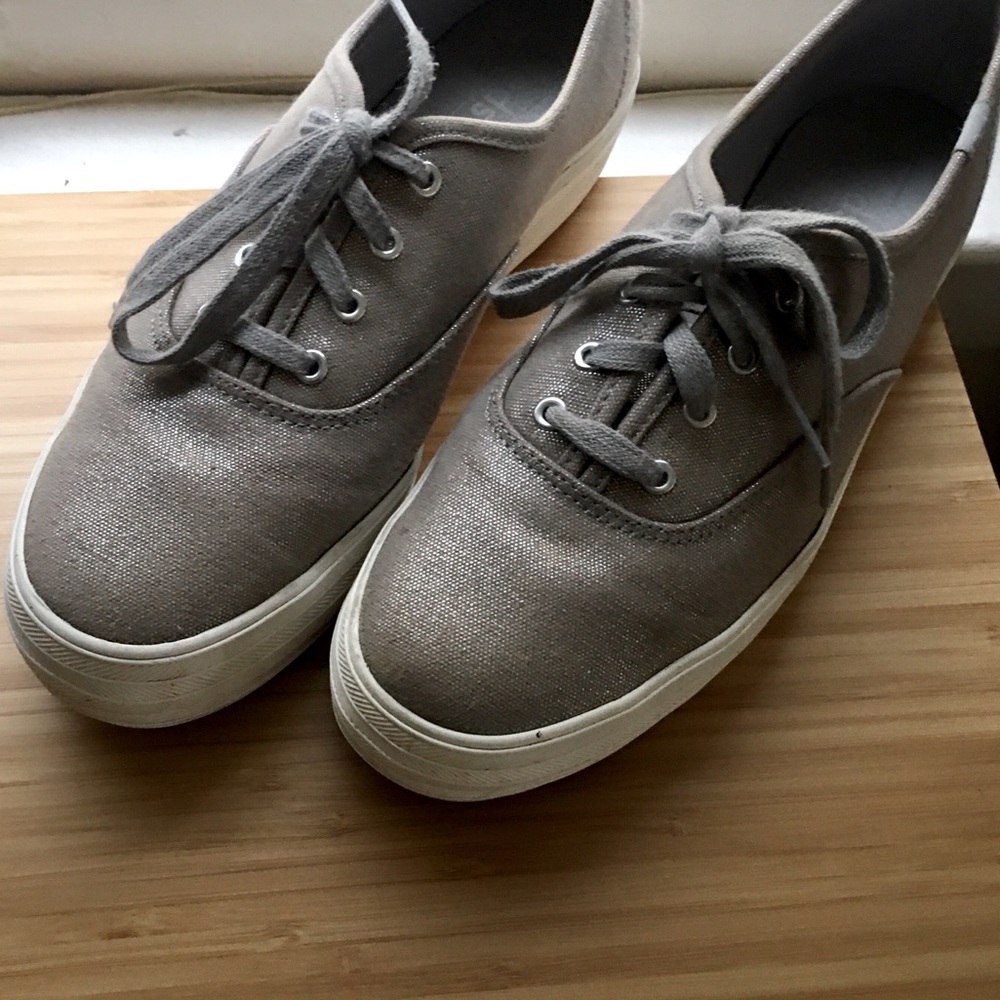 Keds Silver Sneakers Ortholite Lift Grey Sparkle 9